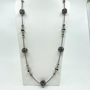 Y2K Vintage Graziano Necklace Black Gray Gunmetal Long Jewelry